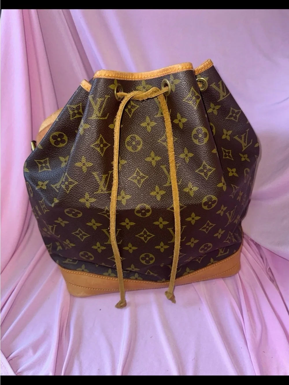 Louis Vuitton Monogram Drawstring Hobo Bag in Brown and Tan